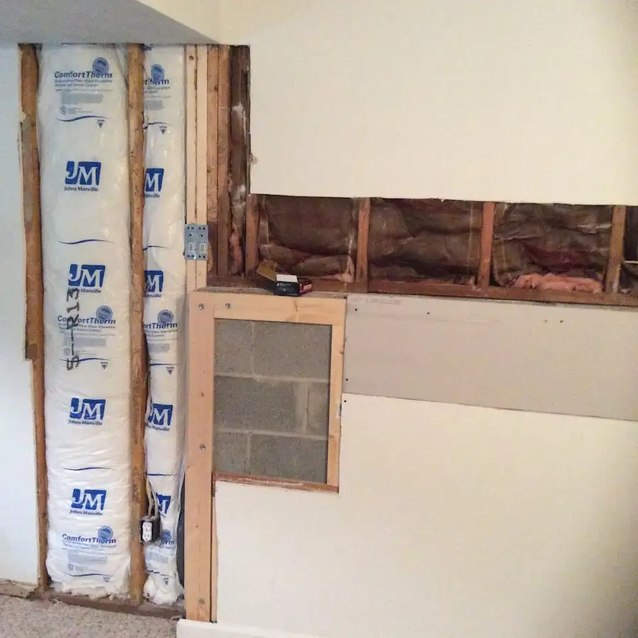 Wall insulation replacement during Basement Flood Cleanup in Tupper Lake